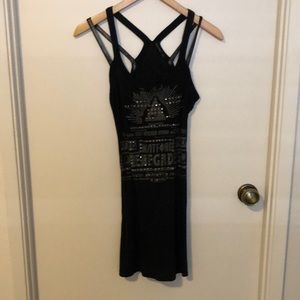 Very sexy , jet black eclectic dress from France Salvage size XS